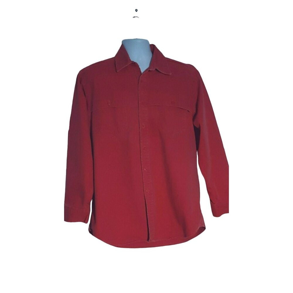 Cowboys Only Denim Shirt Mens L Long Sleeve Button Red Cape Rockabilly USA Vtg - Picture 3 of 8